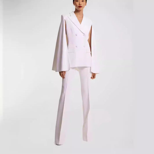 Damen Doppelreihiger Blazer mit Cape-Ärmeln und taillierter Silhouette Shop Nory