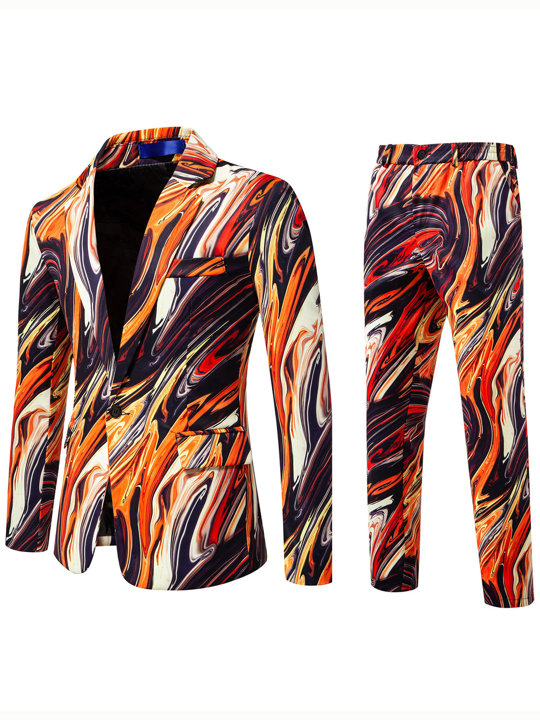 Herren Zweiteiliges Statement-Anzug mit schmal geschnittenem Sakko und Slim-Fit Hose im Marmorprint Shop Nory