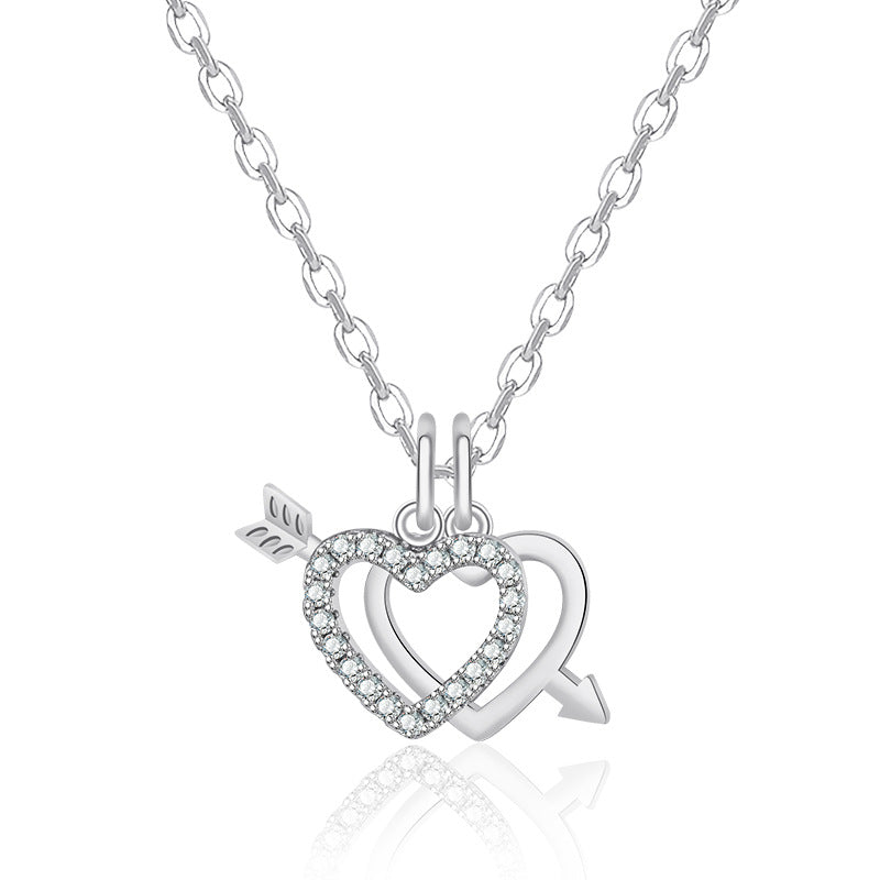 Damen Halskette mit doppeltem Herz- und Pfeilmotiv aus hochwertigem Edelstahl Shop Nory