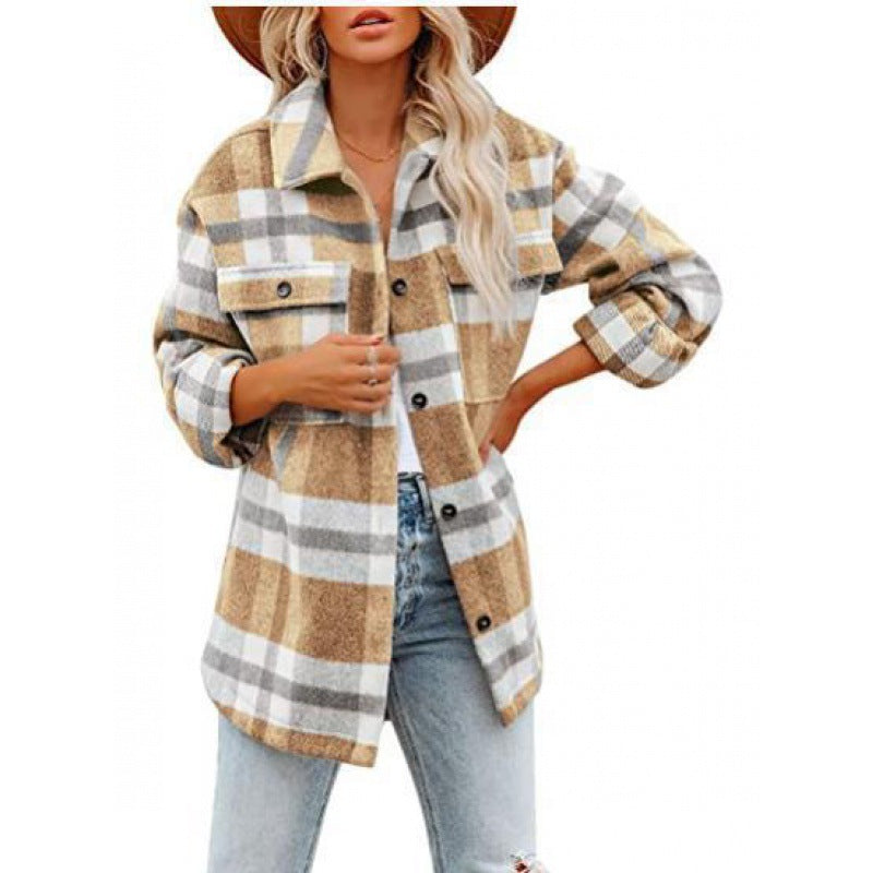 Damen Flanelljacke im lässigen Karomuster