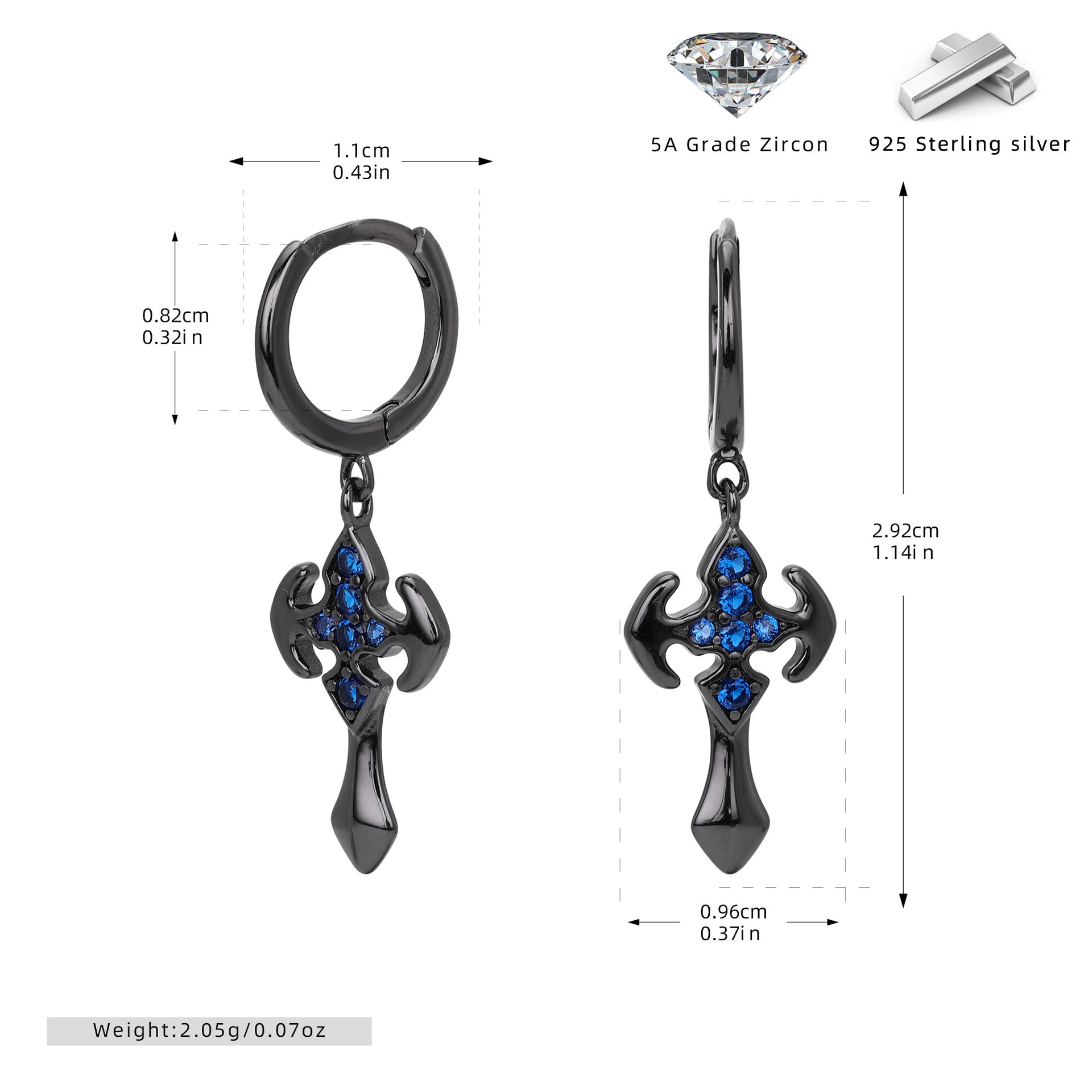 Damen Ohrhänger im stilvollen Kreuzdesign mit Zirkonstein Shop Nory