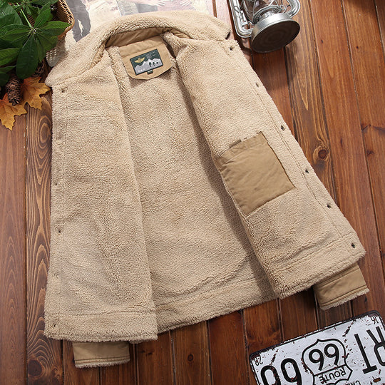 Herren Canvas-Fieldjacke mit Sherpa-Futter und Hemdkragen Shop Nory