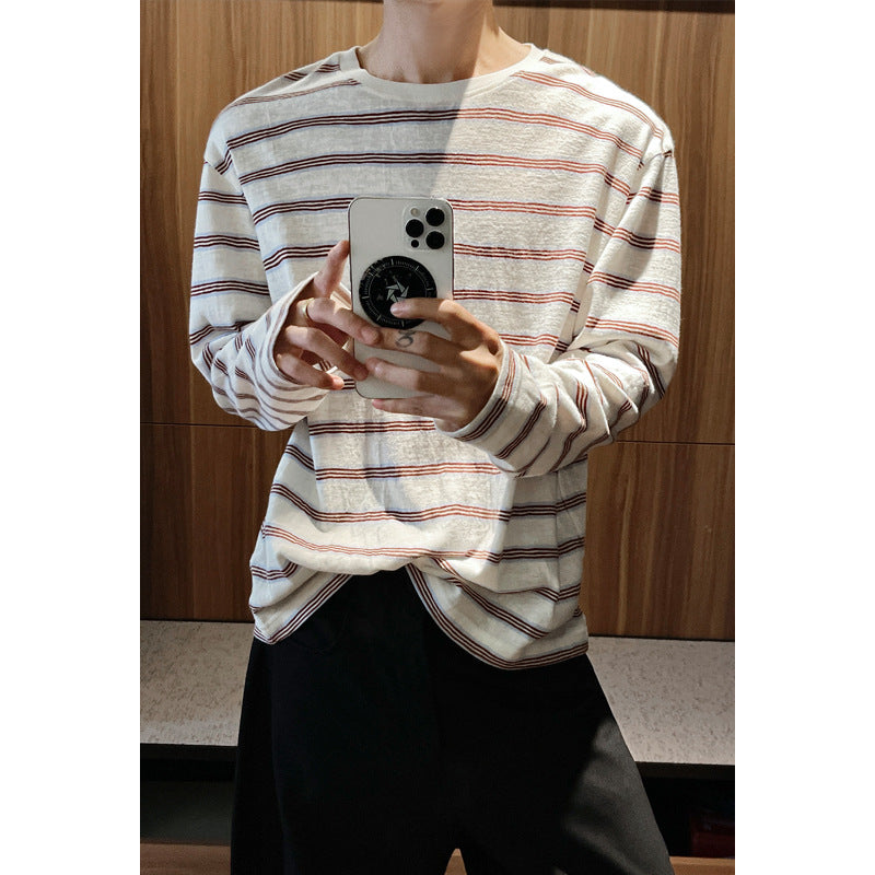 Herren Lässiges Langarmshirt mit Streifenmuster Shop Nory