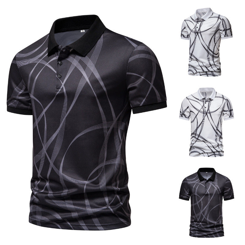 Herren Poloshirt mit modernem grafischen Muster und atmungsaktiver Textiltechnologie Shopnory