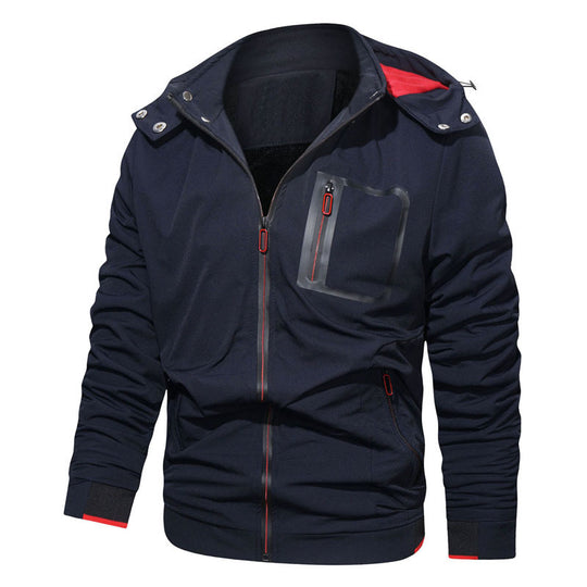 Herren Softshell-Hoodiejacke mit wasserdichten Reißverschlusstaschen und fleecegefüttertem Kragen Shop Nory