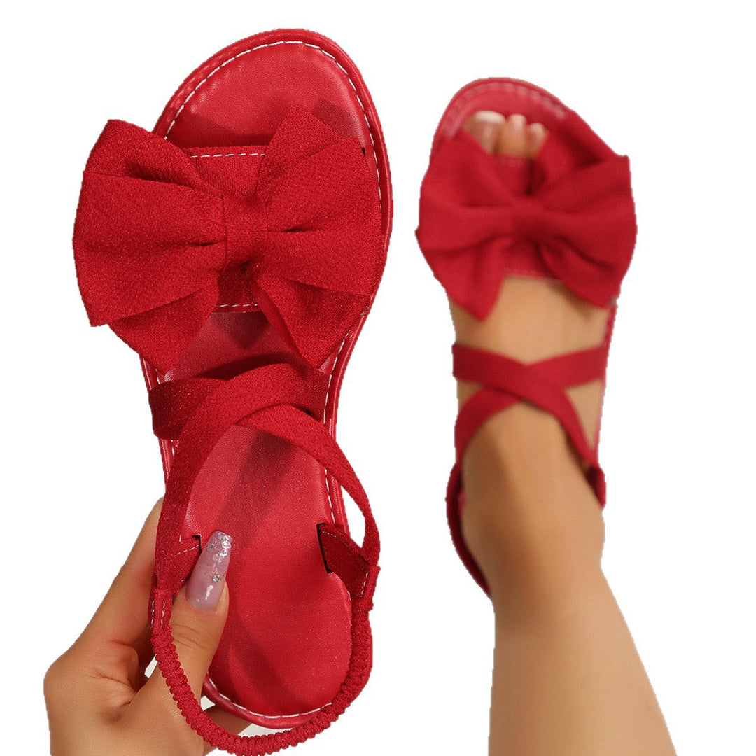 Damen Sandalen mit dekorativem Schleifen-Detail und verstellbarem Riemen