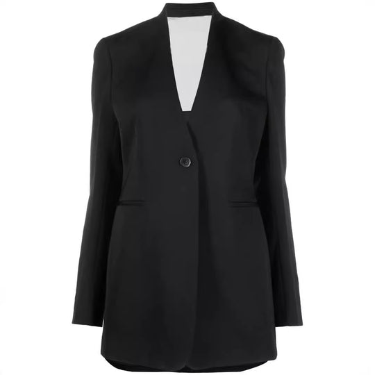 Damen Elegantes Einreihiges Longblazer-Set mit weiter Palazzo-Hose Shop Nory