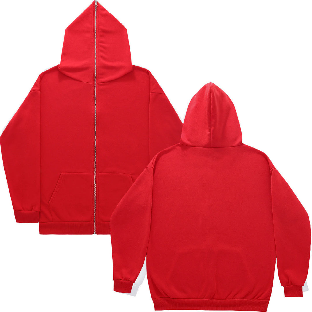 Unisex Zip-Hoodie mit durchgehendem Reißverschluss bis in spitze Kapuze, Kängurutasche und gerippten Bündchen Shop Nory