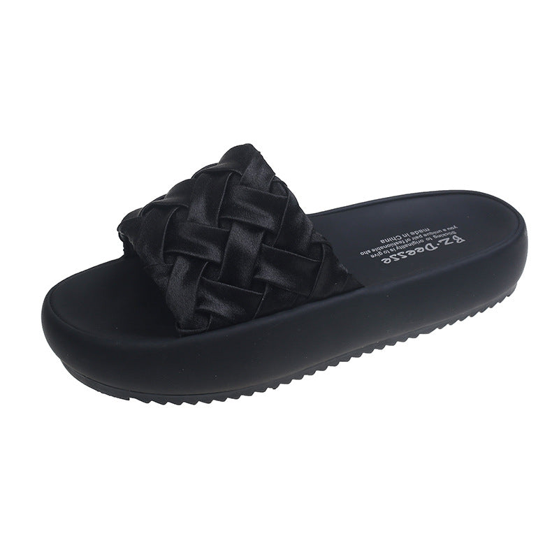 Damen elegante Clogs mit geflochtenem Obermaterial und rutschfester Sohle