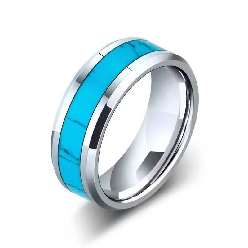 Herren Ring mit edler türkiser Stein - und Edelstahl-Akzent Shop Nory