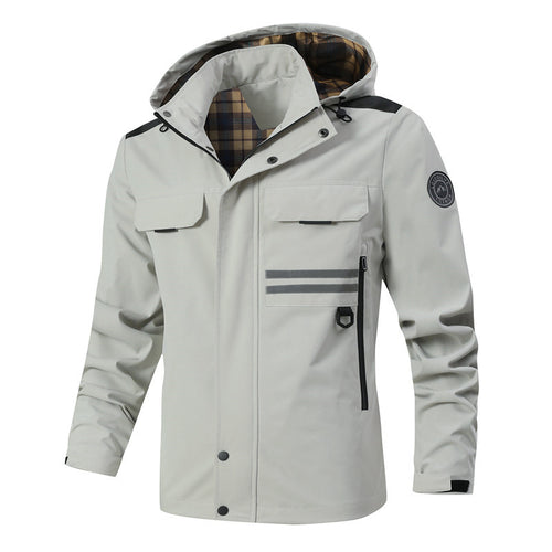 Herren Wasserabweisender Softshell-Parka mit Kapuze, reflektierenden Einsätzen und Multifunktionstaschen Shop Nory