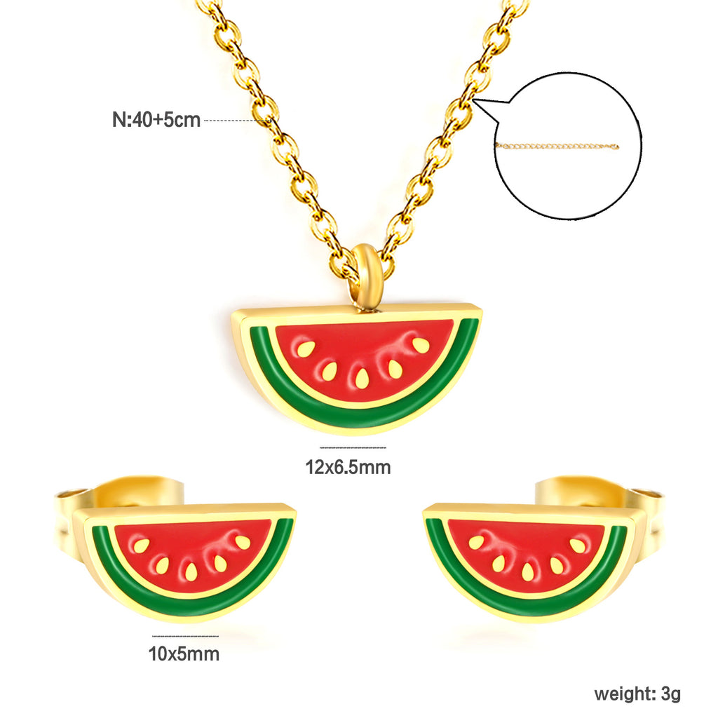 Damen Schmuckset mit Wassermelonen-Anhängermotiv Shop Nory