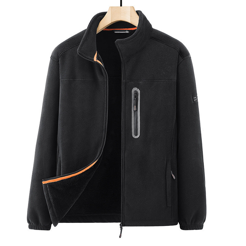 Herren Microfleece-Outdoorjacke mit wasserdichter Brusttasche, Stehkragen und Teddyfleece-Innenfutter Shop Nory