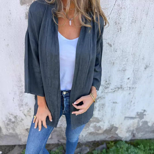 Damen lässige Sommerjacke aus leichtem Leinen