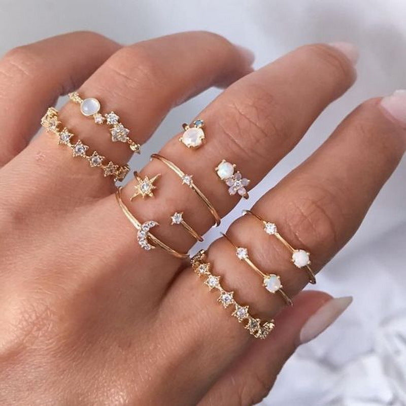 Damen Ring-Set mit kreativem Design und funkelnden Akzenten Shop Nory
