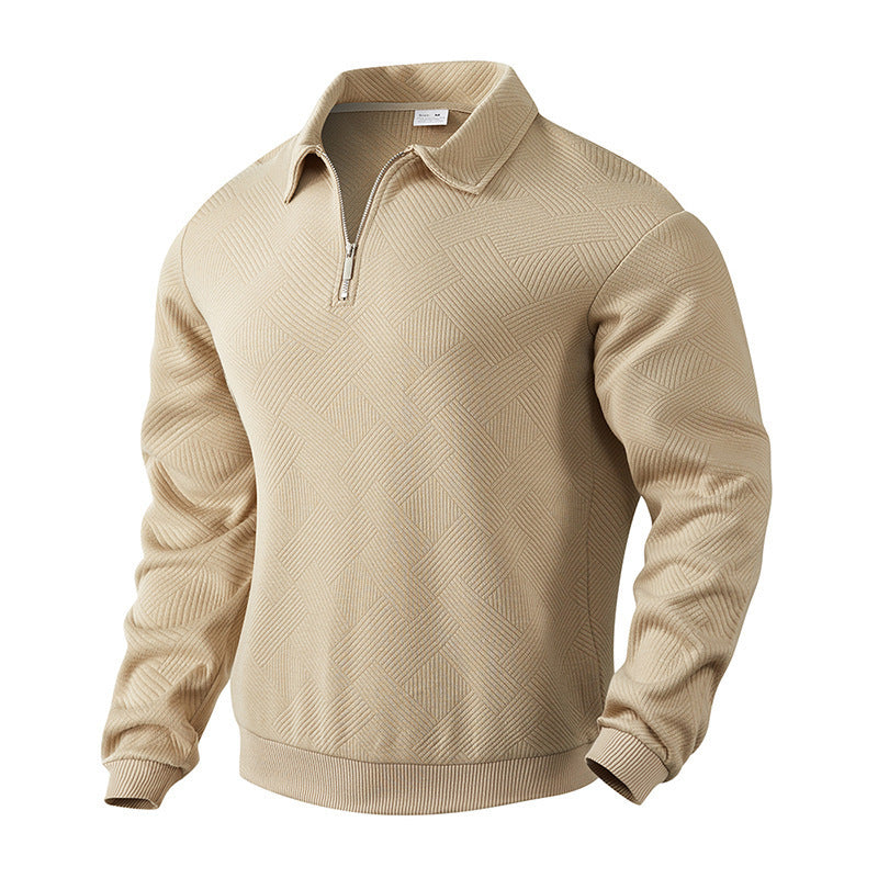 Herren nan strukturierter Troyer-Pullover mit Reißverschluss und Hemdkragen Shop Nory
