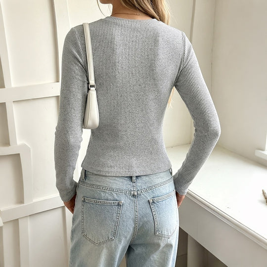 Damen Strukturierter Langarm-Hemdenpullover Shop Nory