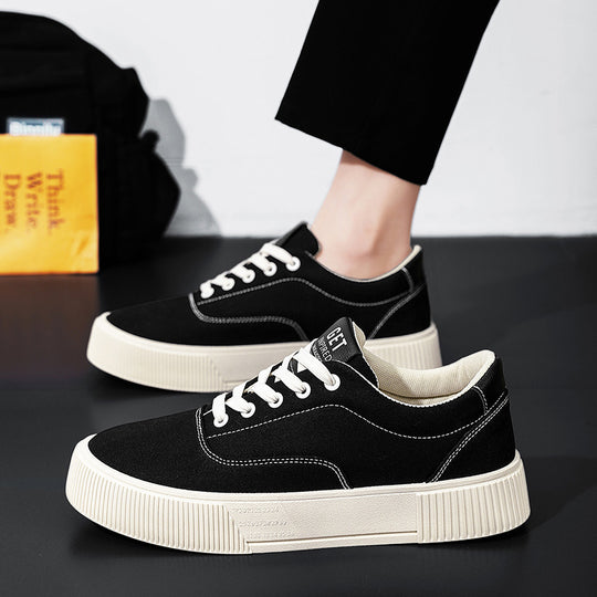 Unisex Leichter Canvas-Low-Top Sneaker mit dicker Plateau-Gummisohle Shopy Nory