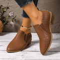 Damen elegante und bequeme Slipper-Stiefel aus strukturiertem Kunstleder