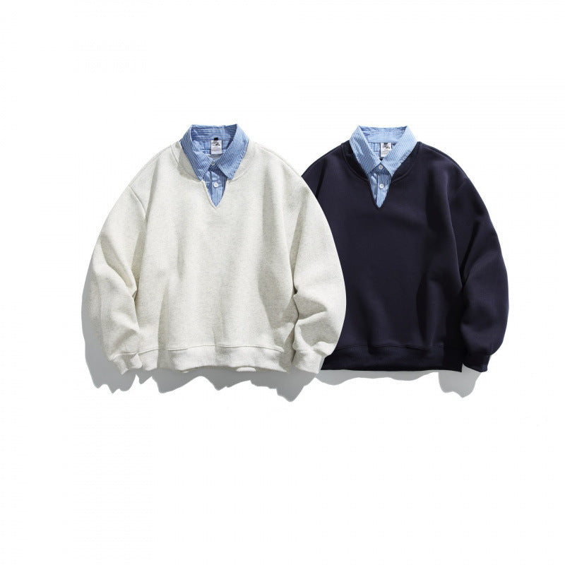 Herren Oversized Sweatshirt mit eingesetztem Hemdkragen und V-Ausschnitt Shop Nory