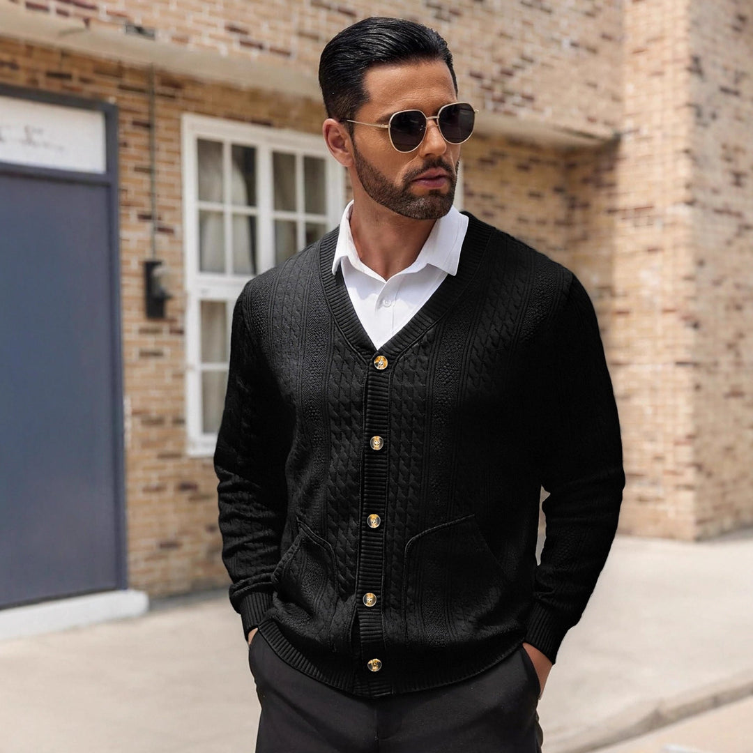 Herren Modischer Strickcardigan mit praktischen Taschen und einzigartiger Textur