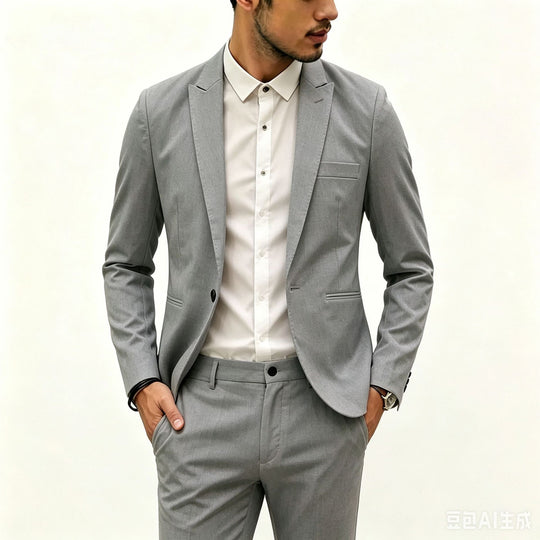 Herren Zweiteiliges Slim‑Fit Anzugset mit schmalem Revers und Stretchgewebe Shop Nory