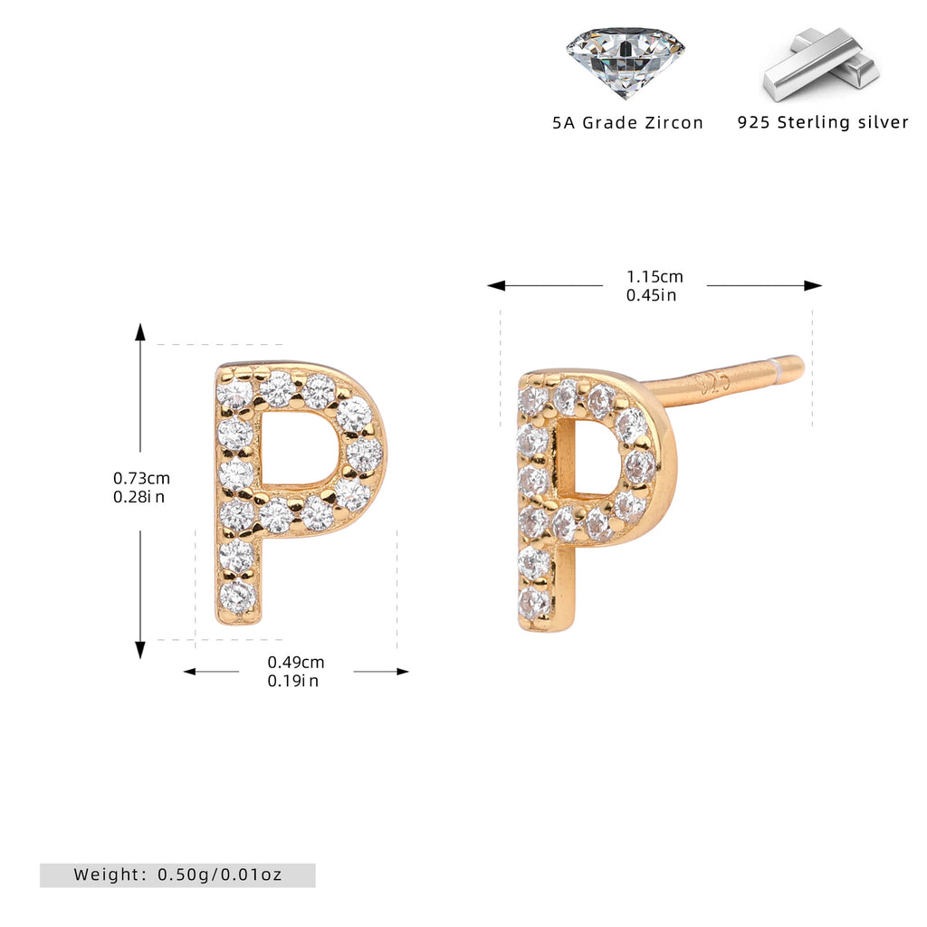 Damen Ohrstecker aus 925 Sterling Silber mit luxuriösem Zirkonbuchstaben R Shop Nory