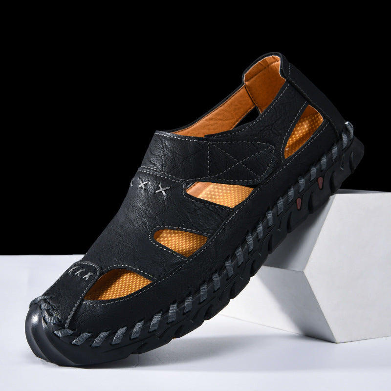Herren Atmungsaktive Leder-Sandalen mit rutschfester Sohle