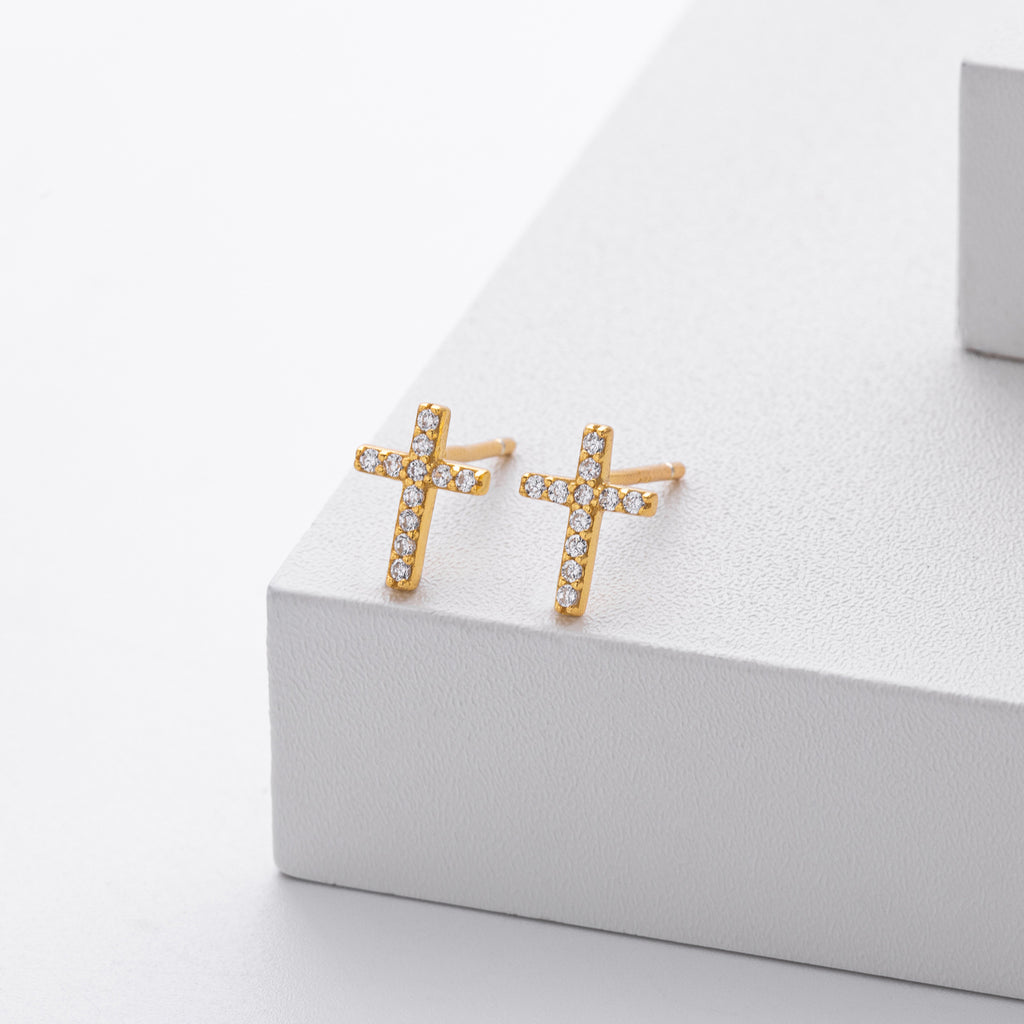 Damen Ohrringe mit elegantem Kreuzdesign aus hochwertigem 925 Sterlingsilber und funkelnden Zirkonen Shop Nory