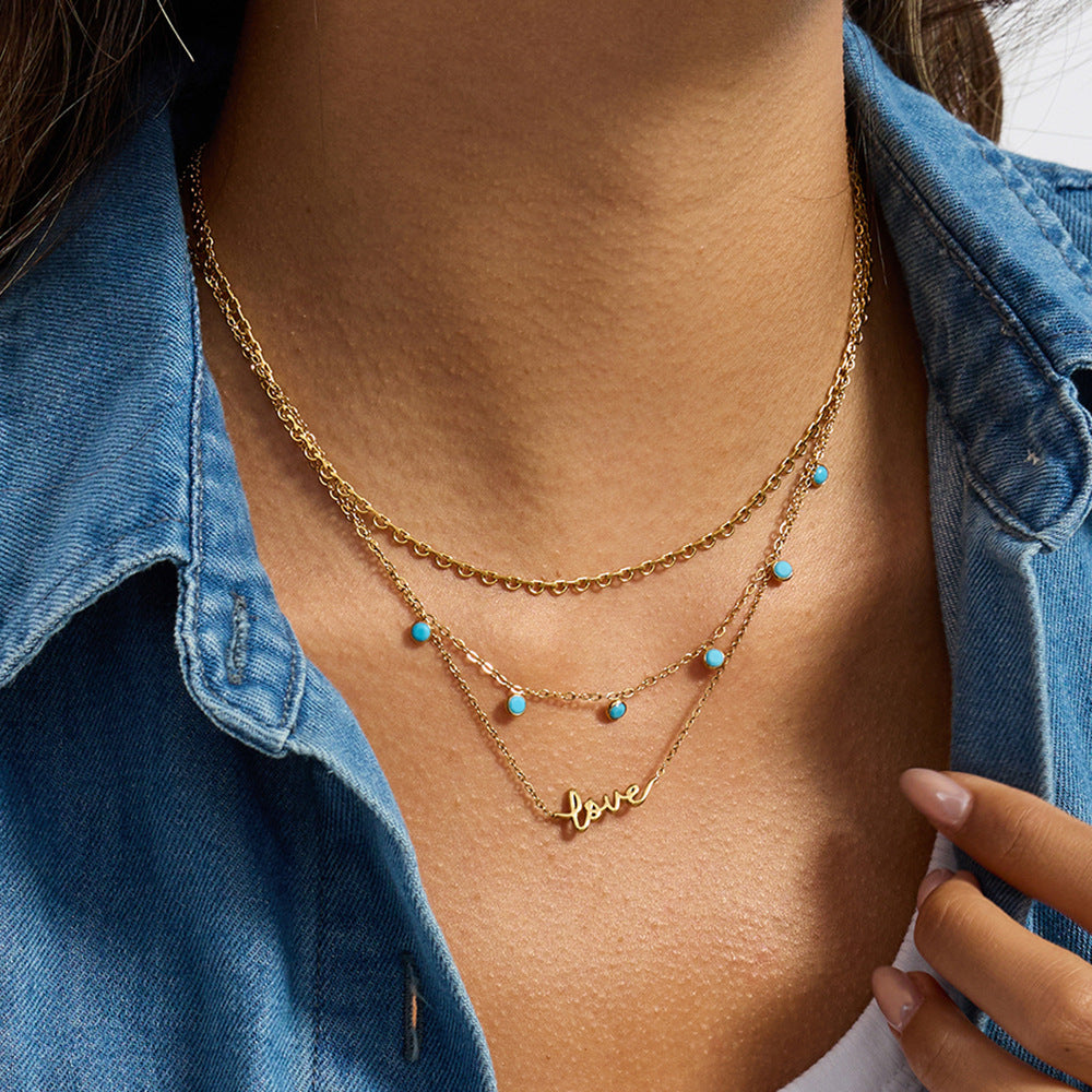 Damen Halskette mit funkelnden blauen Zirkonia aus hypoallergenem Edelstahl Shop Nory