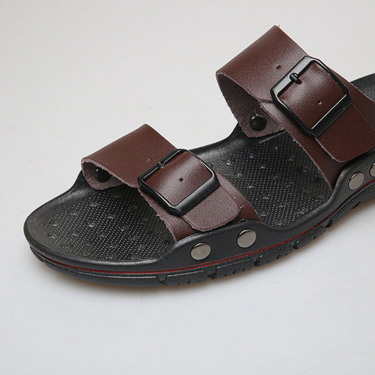 Herren Bequeme Leder-Sandalen mit verstellbaren Riemen