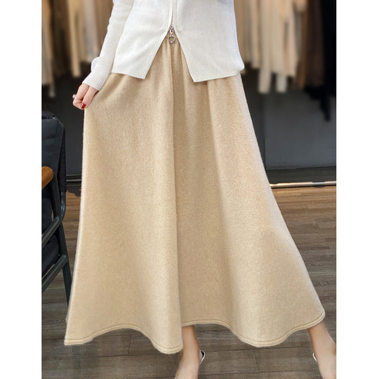 Damen Midirock aus gestricktem Wollmix mit ausgestellter A‑Linie Shop Nory