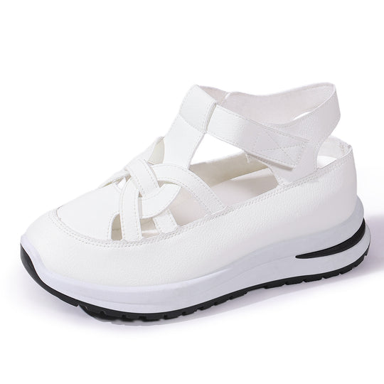 Damen nan sportive Plateau-Sandale mit geschlossener Zehenkappe, gekreuzten Riemen und verstellbarem Fersenriemen Shop Nory