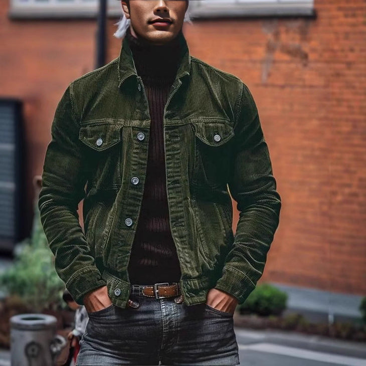 Herren Cordjacke im klassischen Design mit praktischen Brusttaschen und Knopfdetails