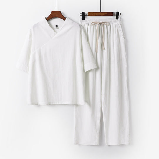 Unisex Leichtes Kimono-Loungewear-Set mit V-Ausschnitt und Tunnelzug-Hose Shop Nory