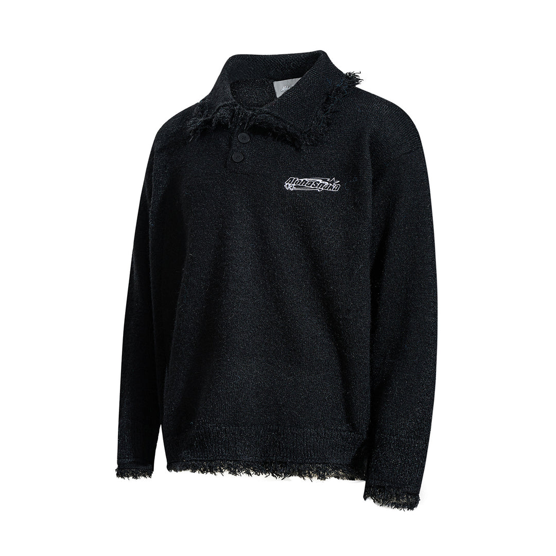 Unisex Grobgestrickter Polokragen-Pullover mit Fransenbesatz Shop Nory