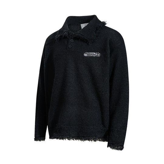 Unisex Grobgestrickter Polokragen-Pullover mit Fransenbesatz Shop Nory