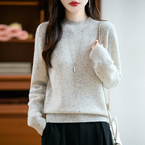 Damen Mélange-Feinstrickpullover mit kurzem Stehkragen und lockerer Silhouette Shop Nory