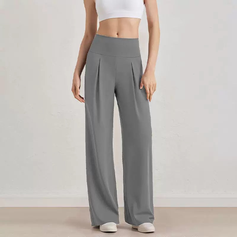 Damen Komfort-Faltenhose mit hohem Bund.