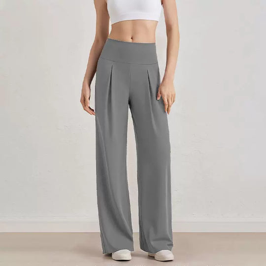 Damen Komfort-Faltenhose mit hohem Bund.