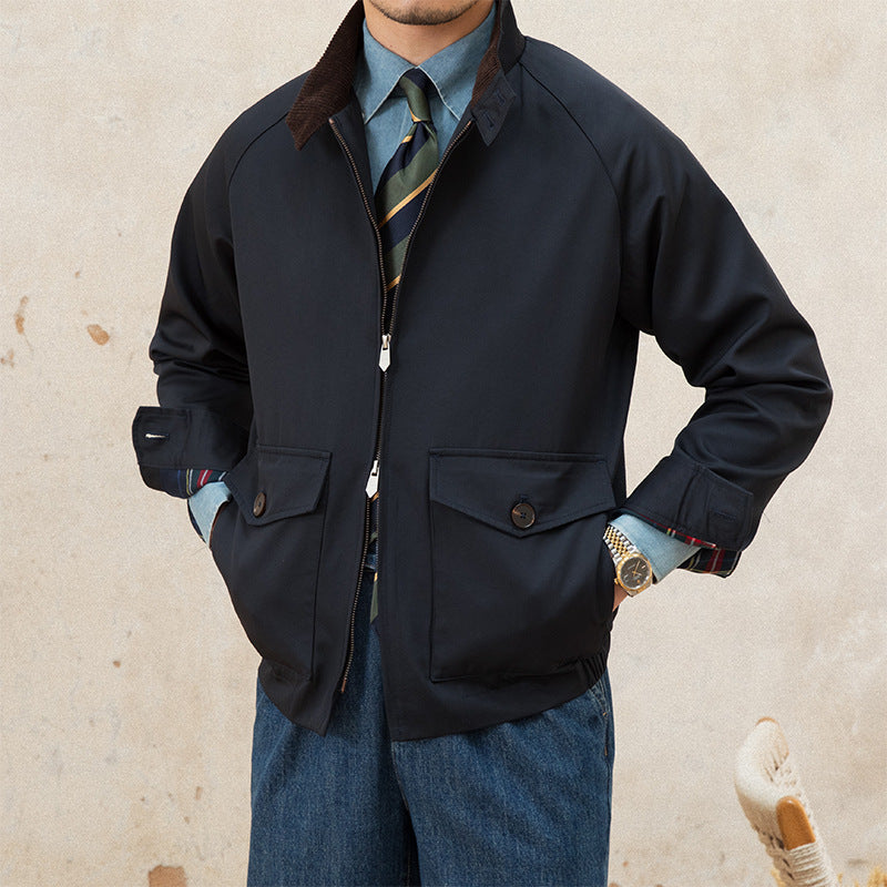 Herren Kurzblouson mit Cordkragen, Pattentaschen und Reißverschluss Shop Nory