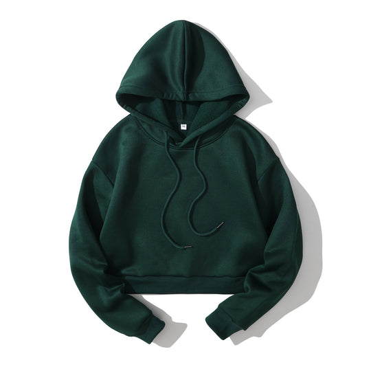Damen nan cropped Kapuzenpullover mit weichem Fleece‑Innenfutter und elastischem Rippbund Shop Nory