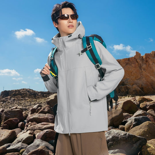 Herren Softshell-Outdoorjacke mit Kapuze, winddicht und wasserabweisend Shop Nory