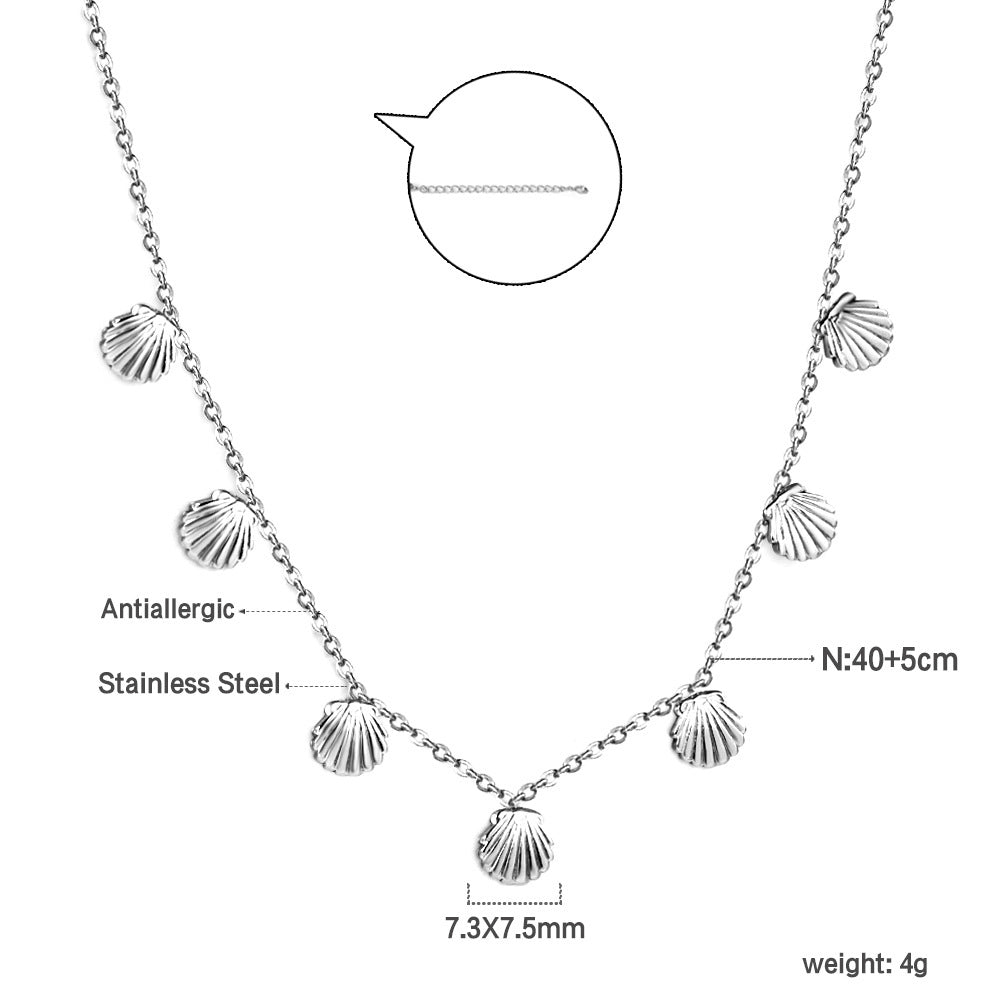 Damen Halskette mit Muschel-Anhängern aus hochwertigem Edelstahl Shop Nory