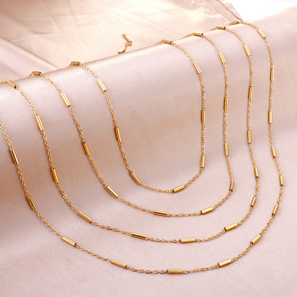 Damen Edelstahl-Halskette mit goldplattiertem Gliederdesign Shop Nory