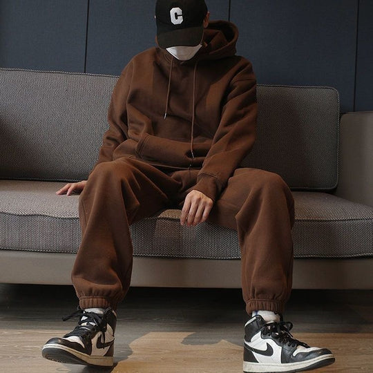 Unisex Oversize-Kapuzenpullover mit Kängurutasche und weiter Jogginghose aus French Terry Shop Nory