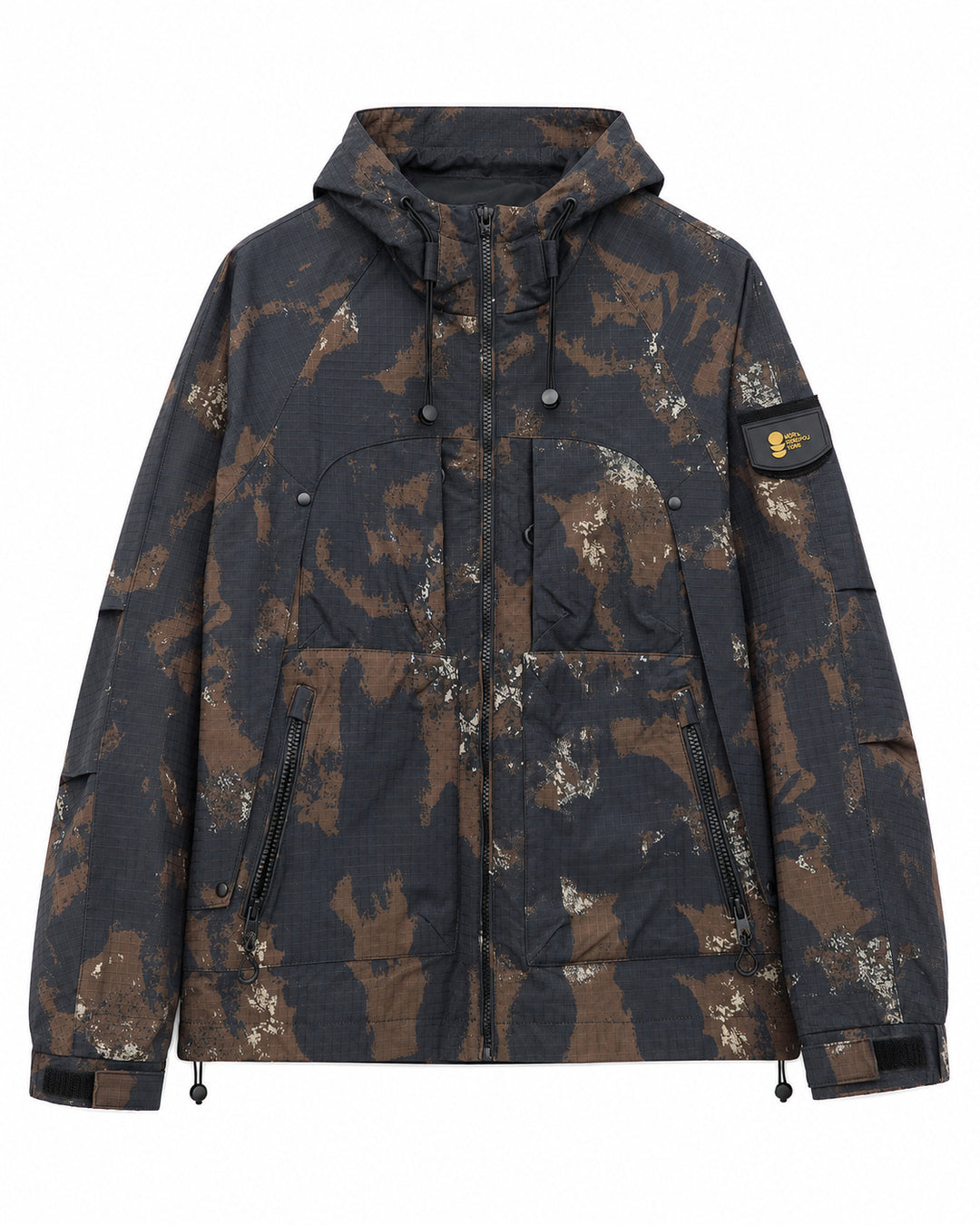 Herren Technische Camouflage-Outdoorjacke mit Kapuze, Ripstop und Multifunktionstaschen Shop Nory