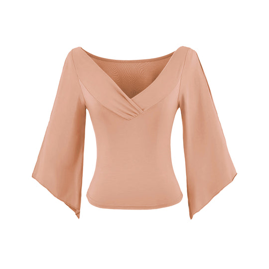 Damen Zweiteiliges Set aus drapiertem Top mit Fledermausärmeln und asymmetrischem Tellerrock Shop Nory