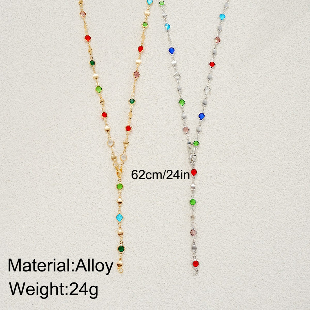 Damen Halskette mit bunten Kristallen und filigranem Design Shop Nory