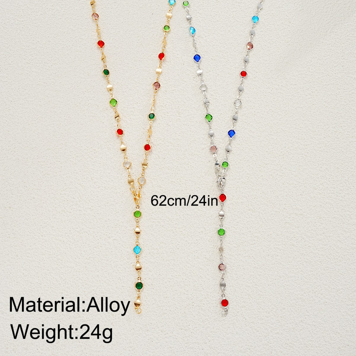 Damen Halskette mit bunten Kristallen und filigranem Design Shop Nory
